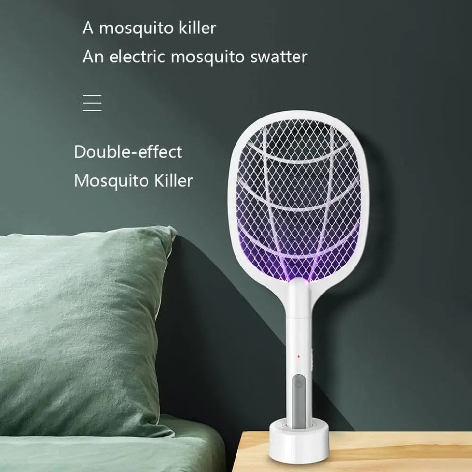 Electric Mosquito Swatter Killer Racket - Powerful USB Rechargeable, 3-Layer Fly Killer Lamp for Instant Bug Zapping