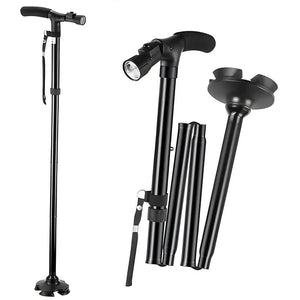 Foldable Walking Stick with Light - Anti-Slip Lightweight Collapsible Aluminum Walking Aid