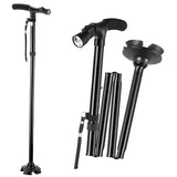 Foldable Walking Stick with Light - Anti-Slip Lightweight Collapsible Aluminum Walking Aid