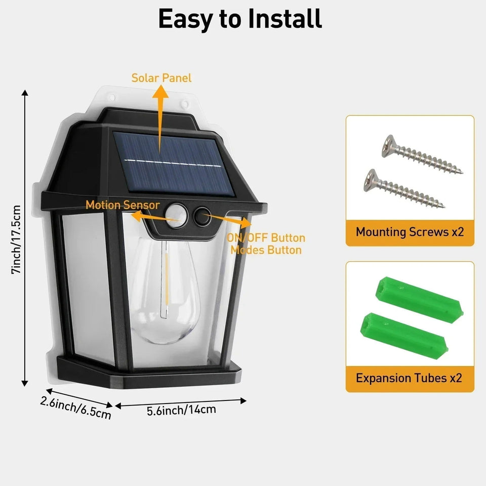 Solar Tungsten Filament Lamp – Outdoor Intelligent Induction Wall Lamp