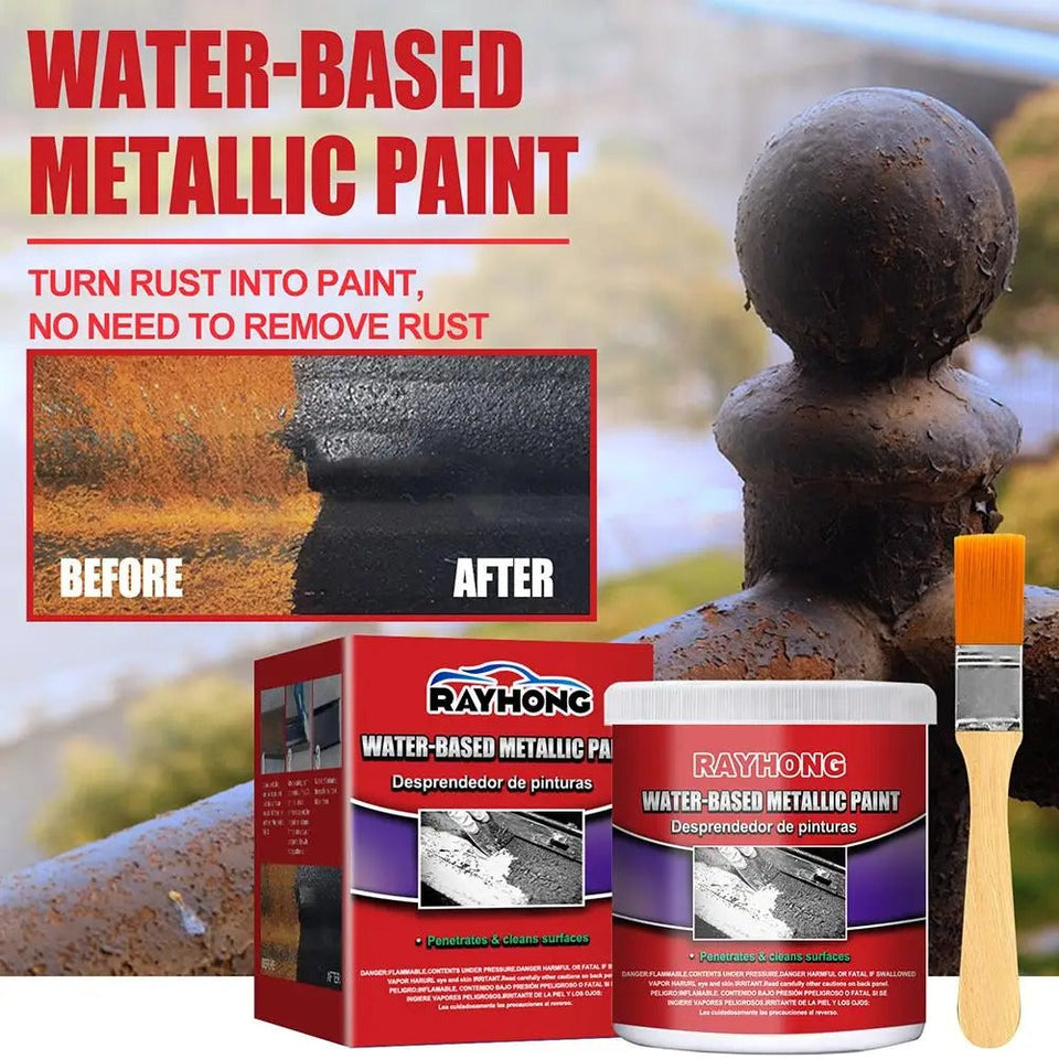 Water-based Metallic Paint With Brush - Anti Rust Protection Coating For Removing Rust From Metal