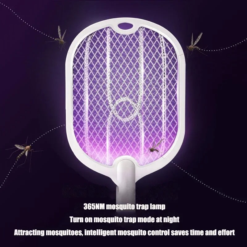 Electric Mosquito Swatter Killer Racket - Powerful USB Rechargeable, 3-Layer Fly Killer Lamp for Instant Bug Zapping