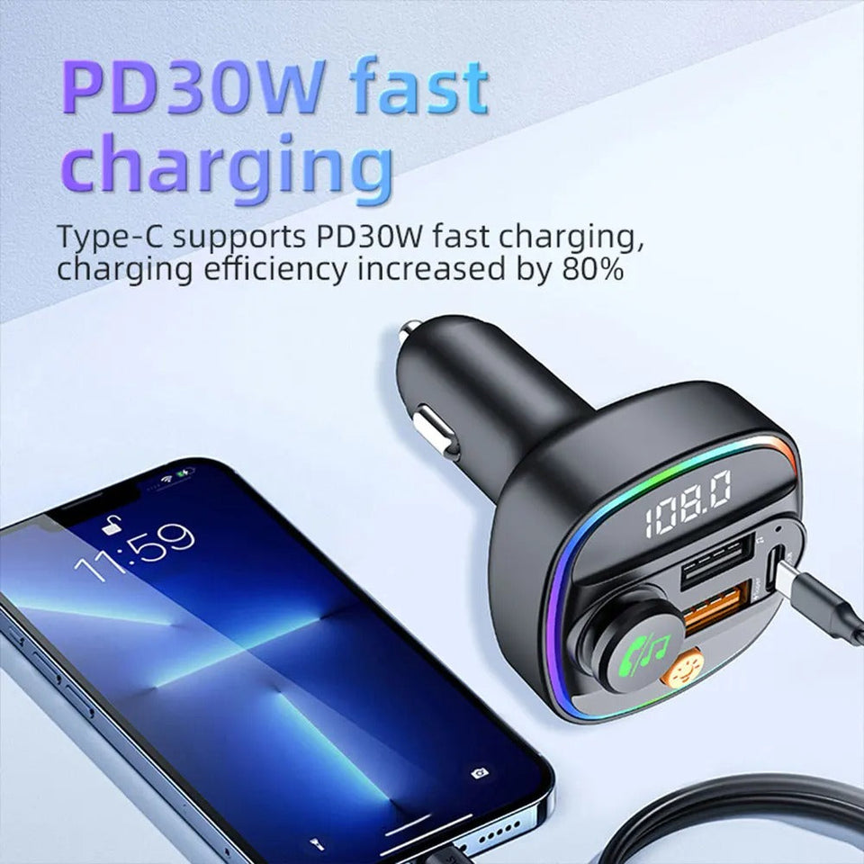 C1 Car Mp3 Player - Bluetooth 5.3 FM Transmitter Handsfree Car AUX Radio Modulator