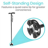 Foldable Walking Stick with Light - Anti-Slip Lightweight Collapsible Aluminum Walking Aid