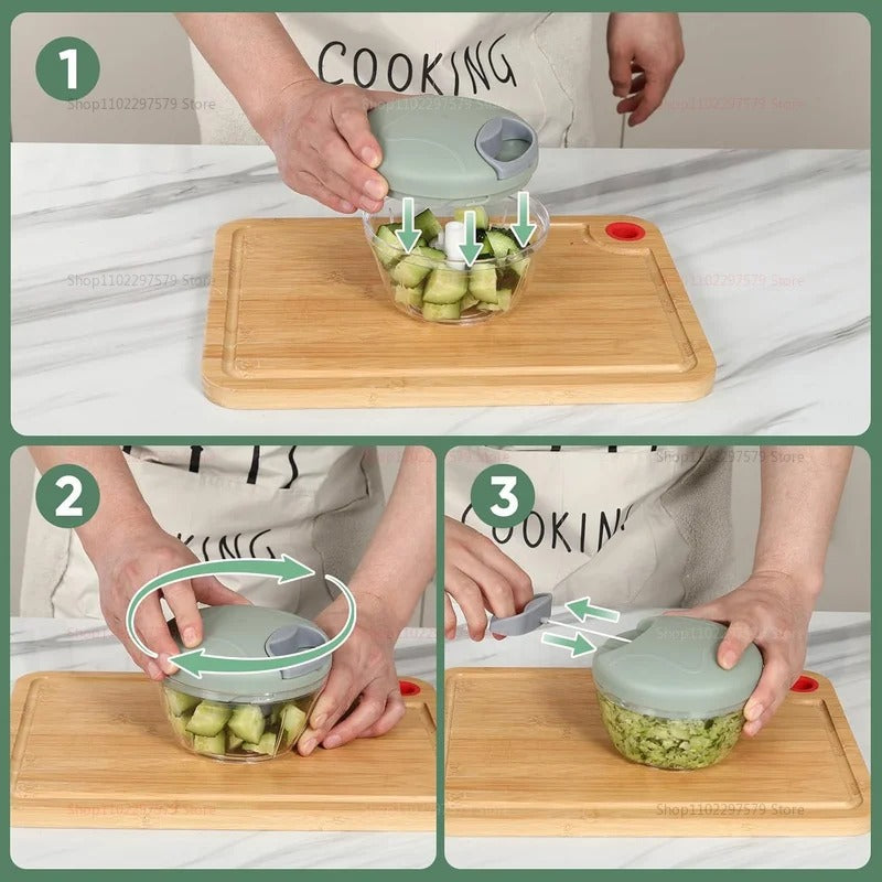 Hand-Powered Mini Chopper – Quick Food Prep for Kitchen & Travel