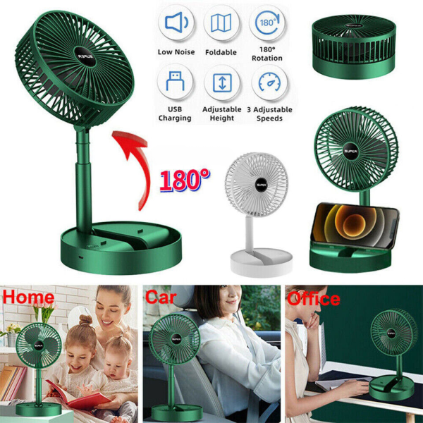 Rechargeable Fan Mini Foldable Telescopic Fan - USB Foldable Table Desk Fan