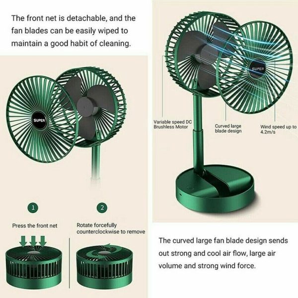 Rechargeable Fan Mini Foldable Telescopic Fan - USB Foldable Table Desk Fan